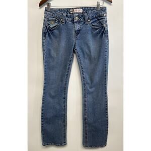 Y2K Mecca Bootcut Jeans Womens Low Rise Stretch Hip Hop 30x31 7/8 Glitter Pocket